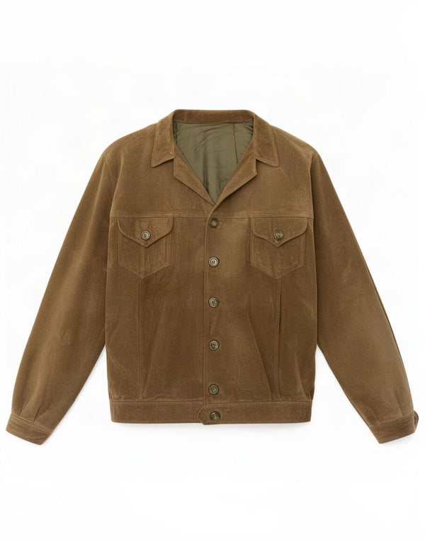 veste en daim bomber homme vintage UK 42 XL Kaki