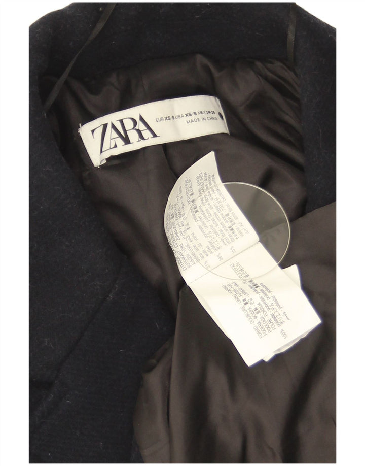 Zara Femme Manteau Oversize UK 6 XS Laine Bleu Marine