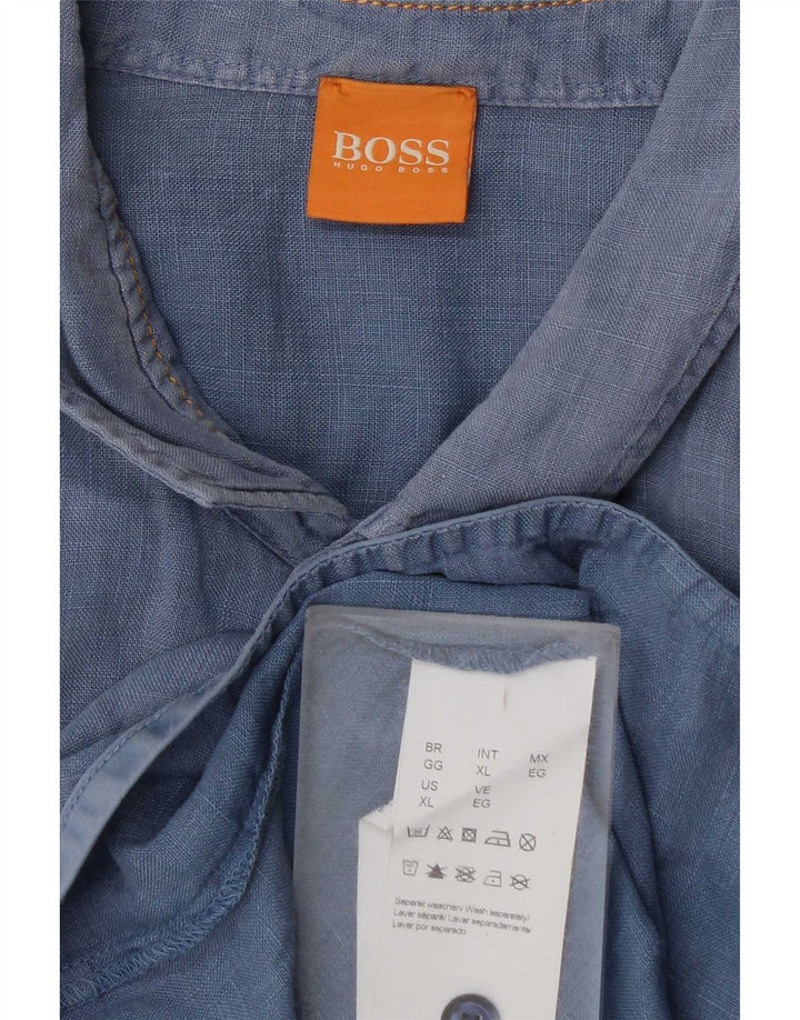 Hugo Boss Chemise à manches courtes pour hommes XL Bleu Coton