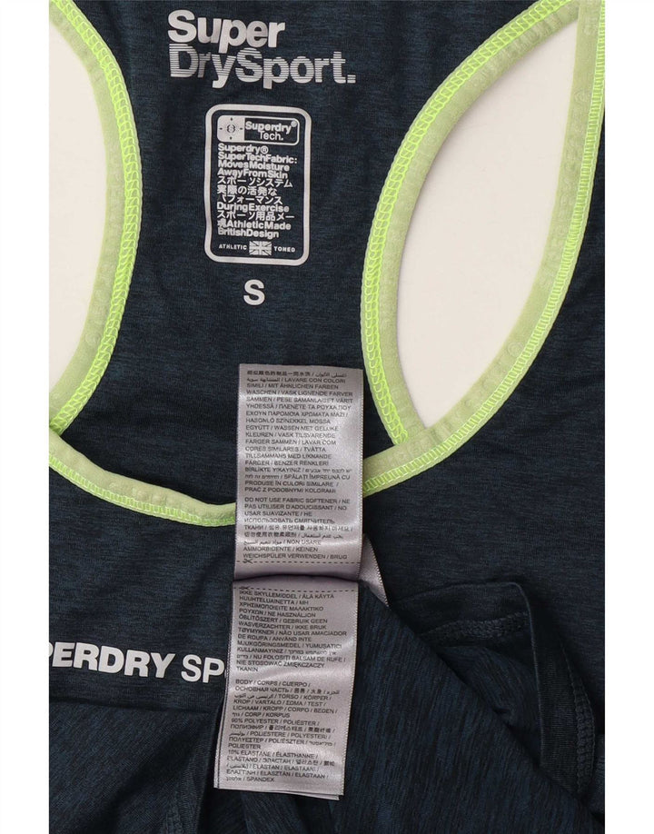 Superdry Débardeur Graphique Femme UK 10 Petit Bleu Marine Polyester