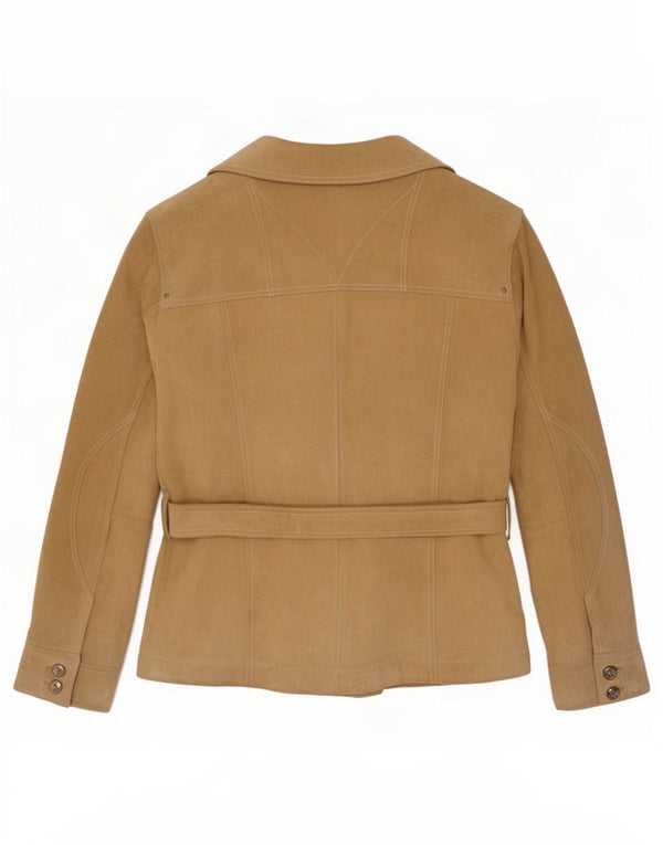 Diana Gallesi Veste en daim pour femme UK 14 Grand cuir beige
