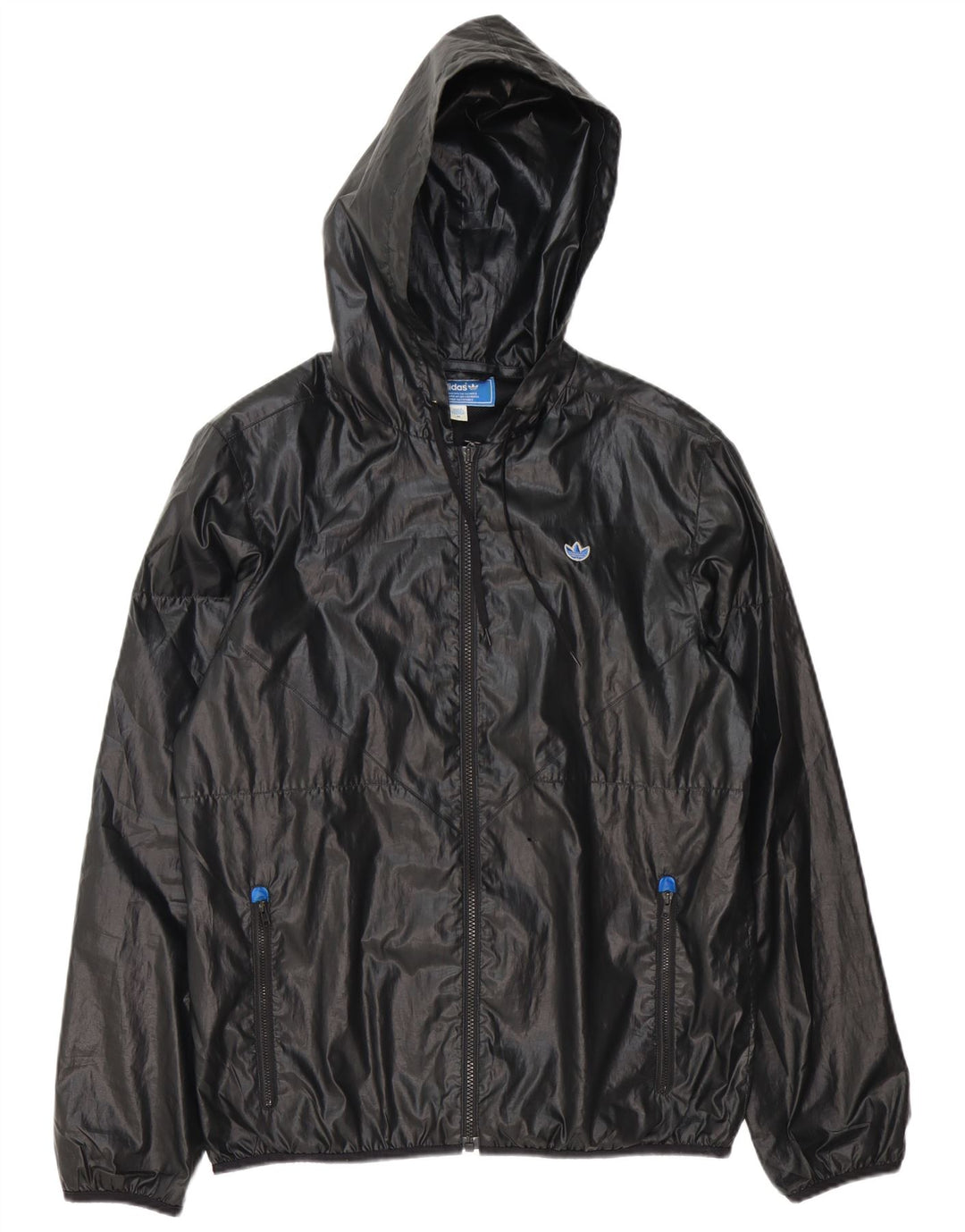 Adidas Veste de pluie à capuche pour homme UK 38 Medium Noir Polyester