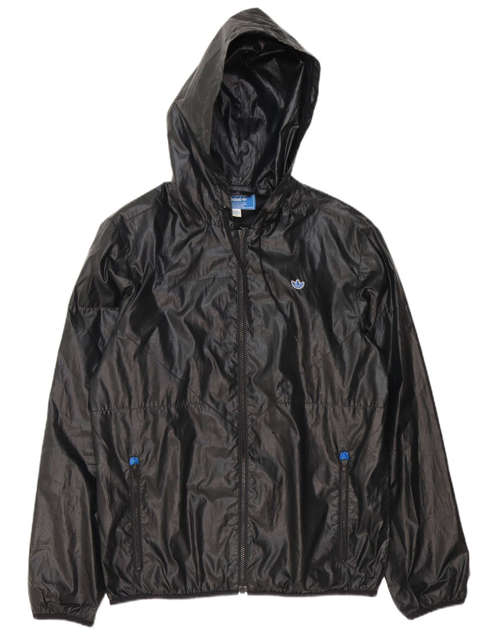 Adidas Veste de pluie à capuche pour homme UK 38 Medium Noir Polyester