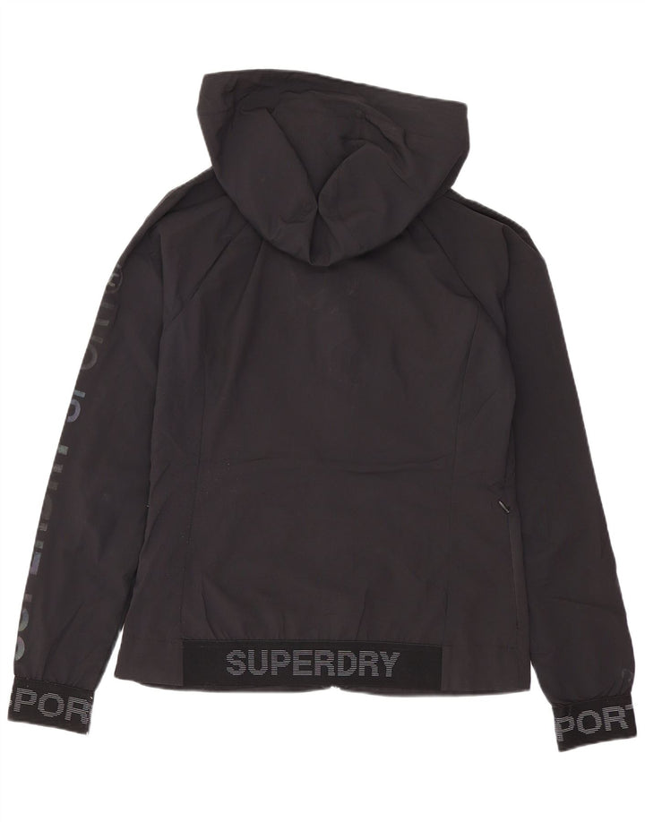 Superdry Veste coupe-vent à capuche pour femme UK 8 Small Noir Polyester