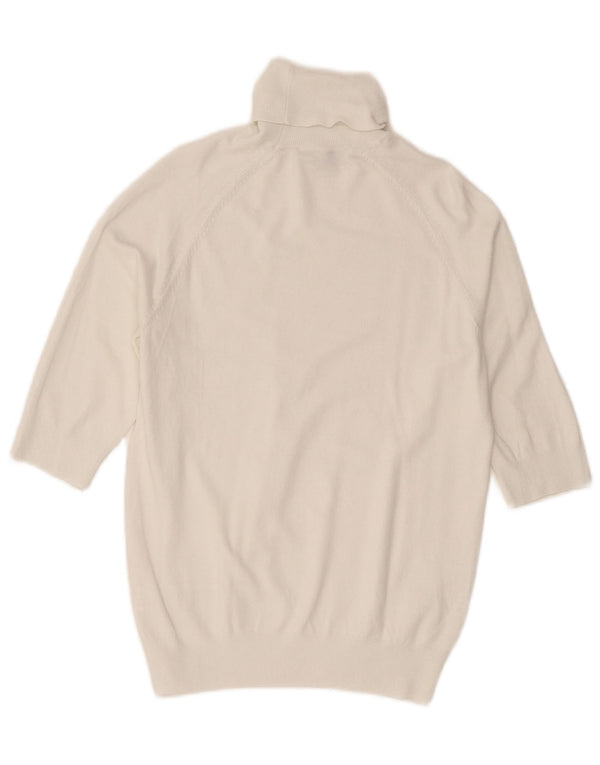 Zara Pull à manches 3/4 et col roulé pour femme UK 14 Large Blanc