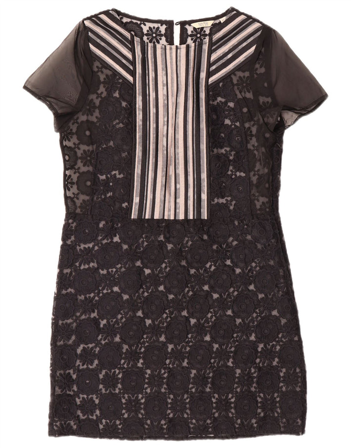 JACK WILLS Womens Lace Shift Dress UK 12 Medium  Black Floral