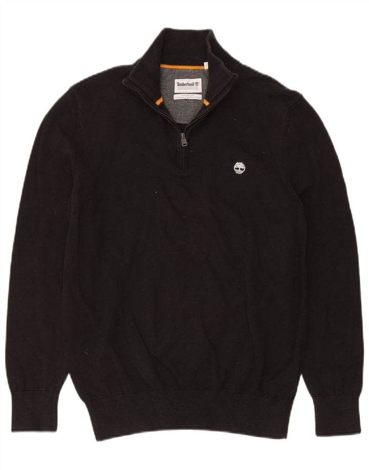 Timberland Pull à col zippé pour homme Petit coton noir