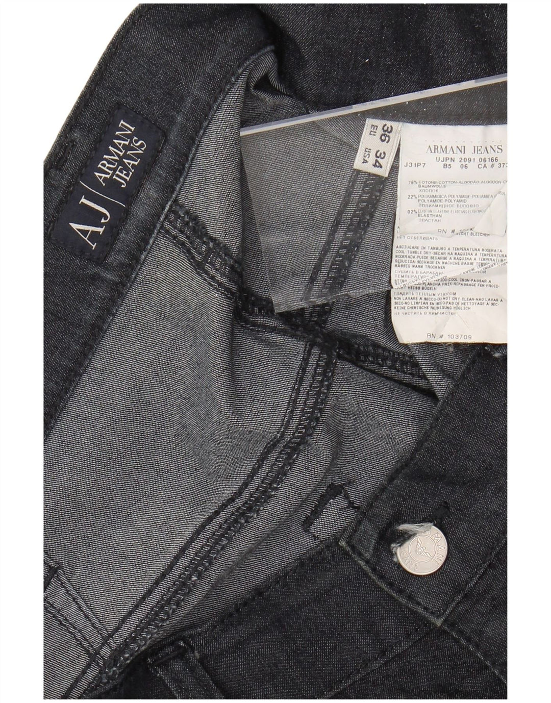 ARMANI Jean droit homme W36 L35 bleu marine coton