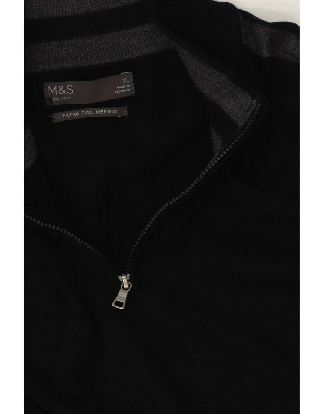 Marks & Spencer Pull col zippé pour homme XL Noir Colorblock