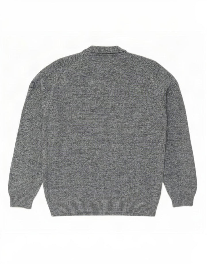 Camel Active Pull col rond pour homme en coton moucheté bleu Taille L