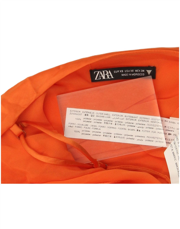 Zara Robe Slip Femme UK 4 XS Orange Polyester