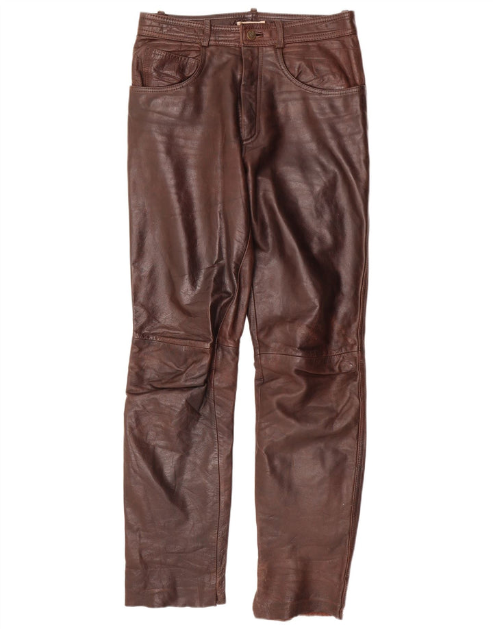 LINUS Pantalon droit en cuir pour homme W32 L33 Cuir marron