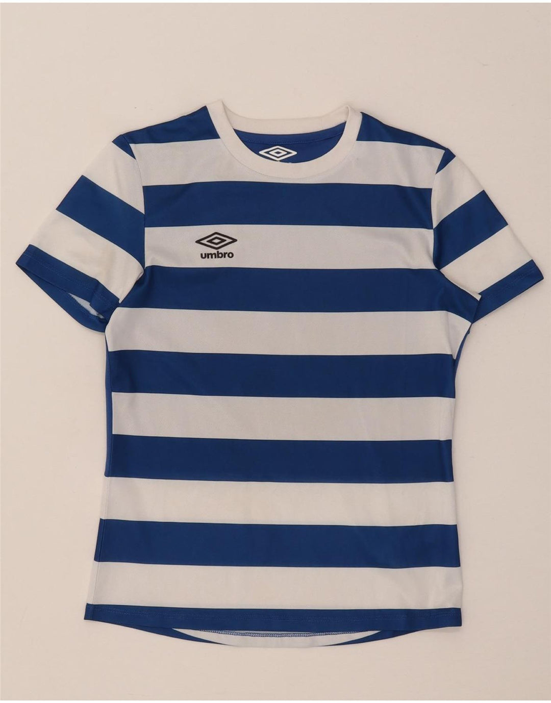 Umbro T-Shirt Garçon 9-10 ans Bleu Moyen Rayé Polyester