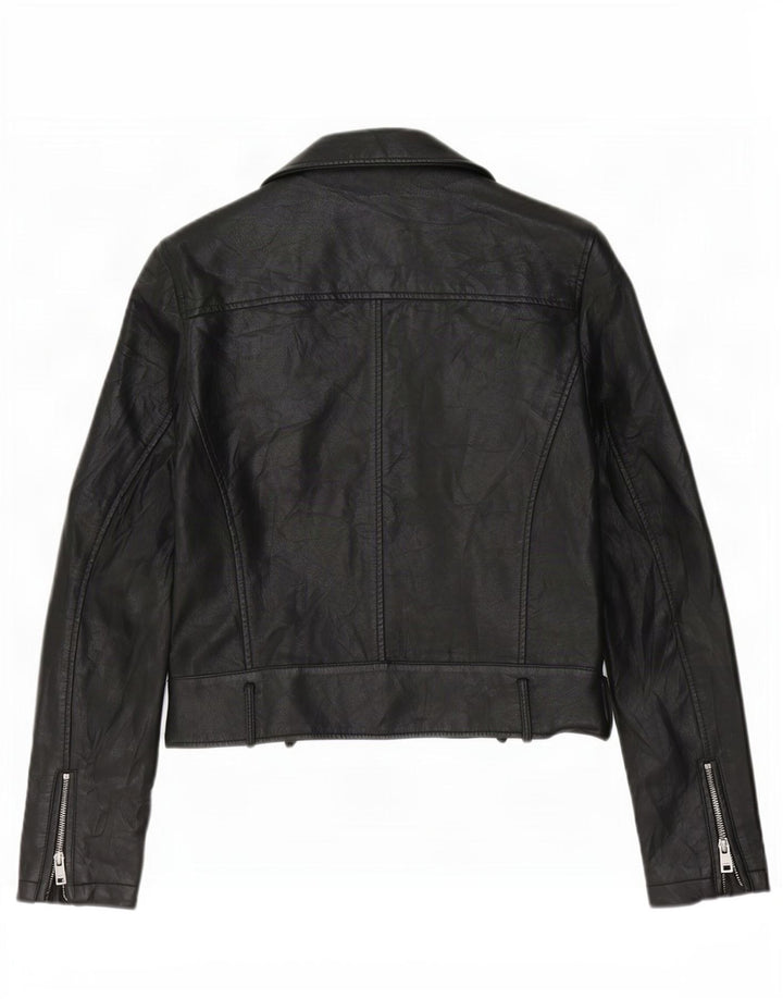Levi's Veste de motard courte en similicuir femme UK 10 Small Noir Polyuréthane