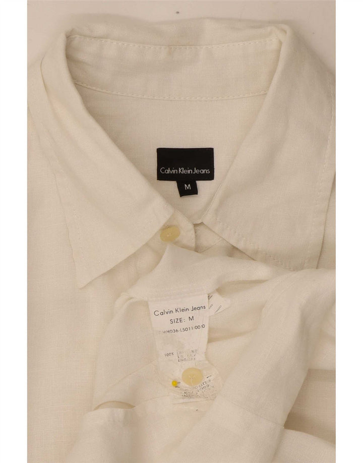 Calvin Klein Jeans Chemise Homme Lin Blanc Moyen