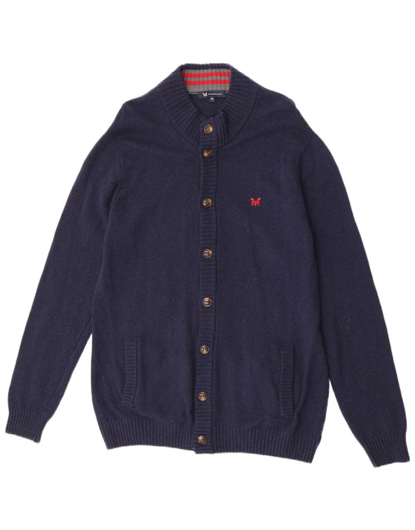 Crew Clothing Pull Cardigan Homme XL Bleu Marine Laine d'Agneau