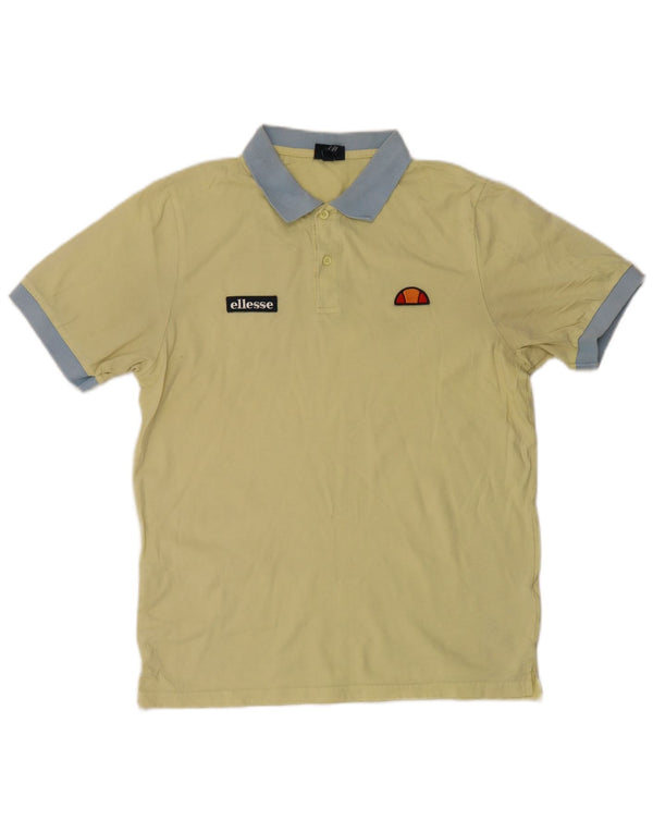 Ellesse Mens Polo Shirt Large Yellow Colourblock Cotton