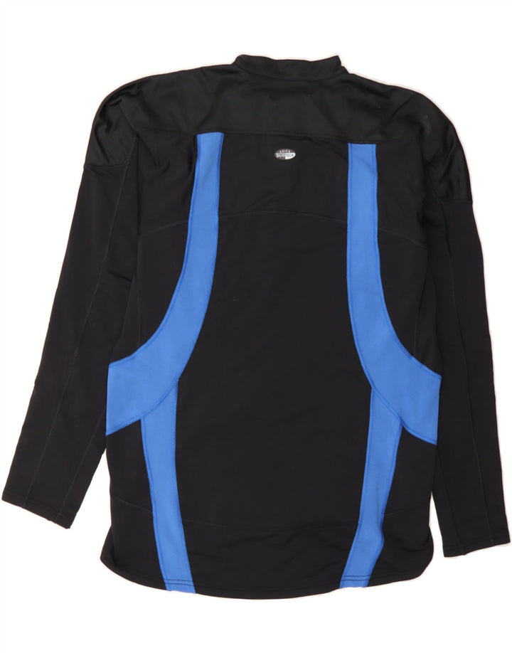 ASICS Mens Zip Neck Pullover Tracksuit Top Large Black Colourblock Nylon Vintage Asics and Second-Hand Asics from Messina Hembry 