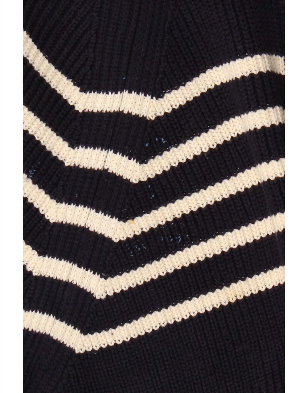 Pull Boden Homme Col Zippé Coton Rayé Bleu Marine Moyen