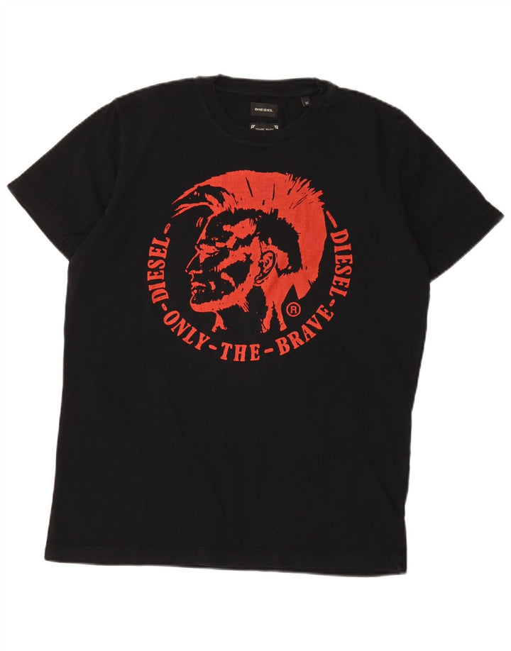 Diesel T-Shirt Graphique Homme Noir Moyen Coton