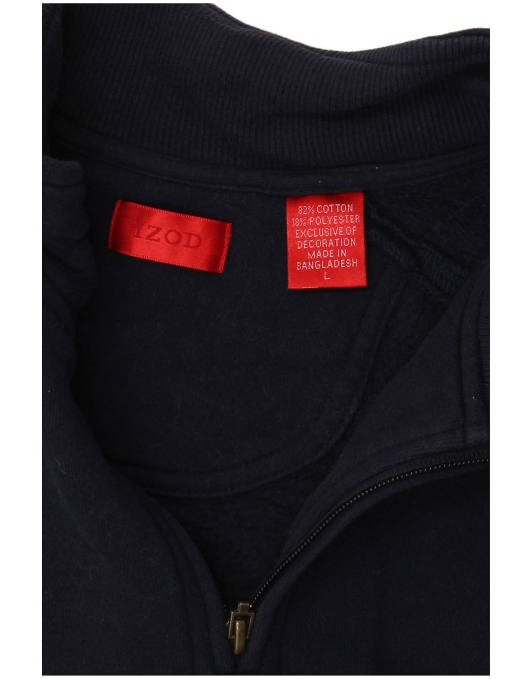 IZOD Sweat-shirt col zippé pour homme en coton bleu marine Taille L