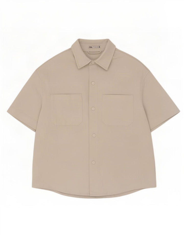 Zara Chemise À Manches Courtes Homme Blanc Moyen Polyester