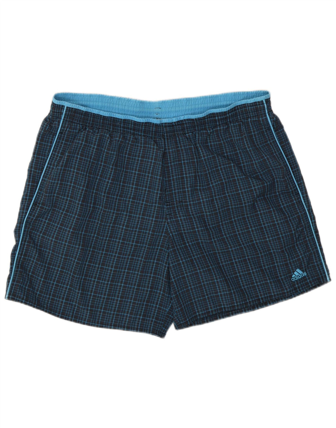 Adidas Short de bain XL bleu marine à carreaux en polyamide pour homme