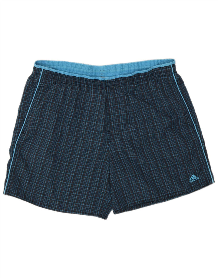 Adidas Short de bain XL bleu marine à carreaux en polyamide pour homme