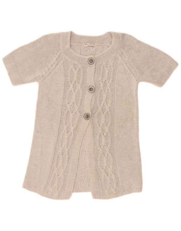 Marks & Spencer Pull cardigan à manches courtes pour femme UK 12 Argenté moyen