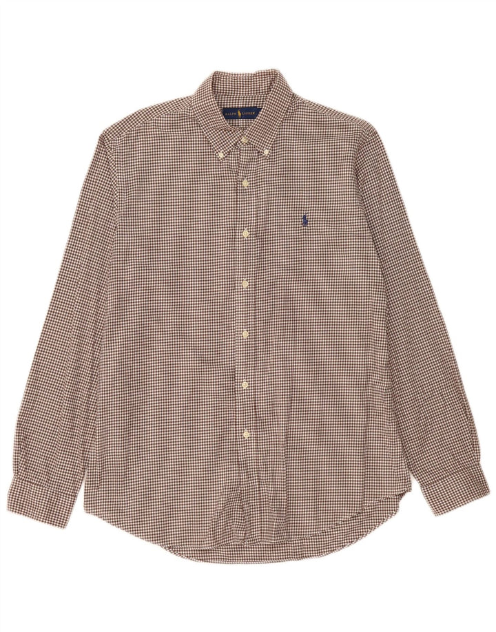 Ralph Lauren Chemise en flanelle pour homme Grand coton vichy marron