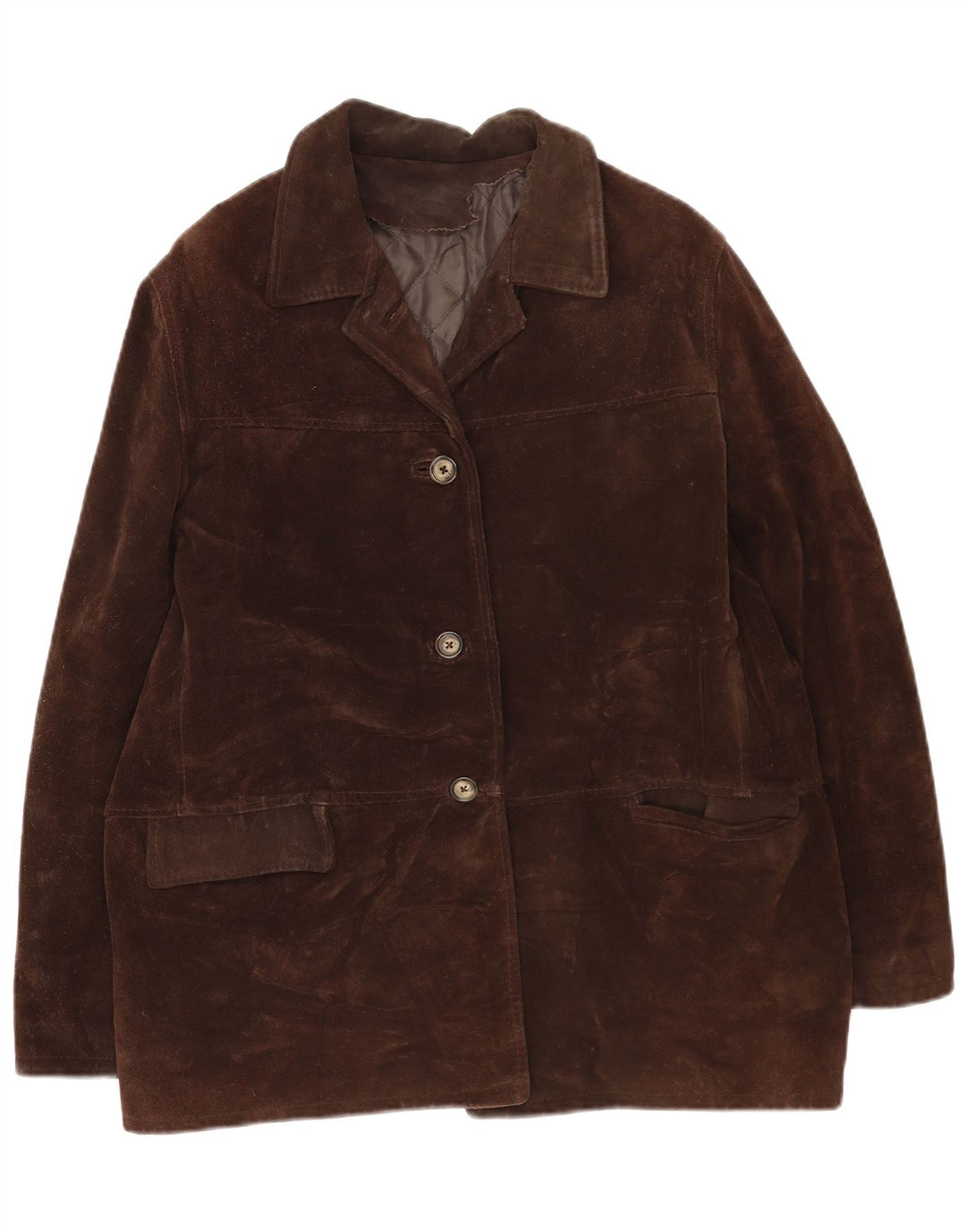 veste en daim femme vintage IT 46 grand cuir marron