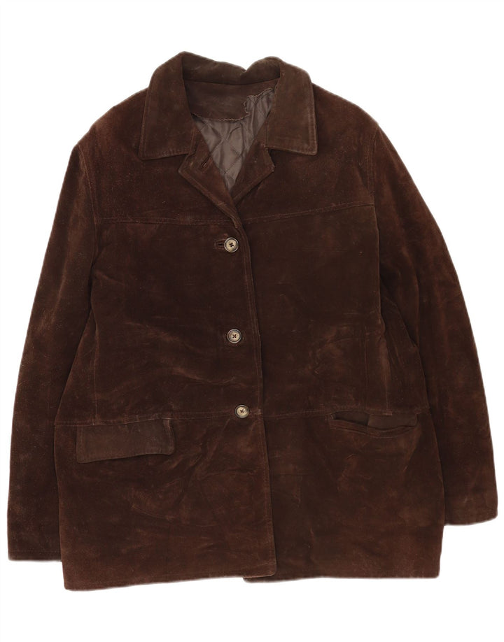 veste en daim femme vintage IT 46 grand cuir marron
