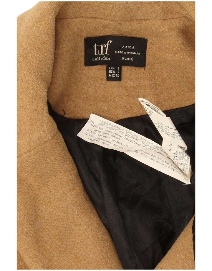 Zara Manteau croisé surdimensionné pour femme UK 10 Petit polyester beige