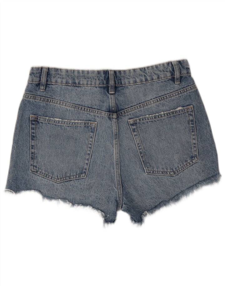 Zara Short en jean vieilli pour femme EU 38 Petit W28 Bleu Coton