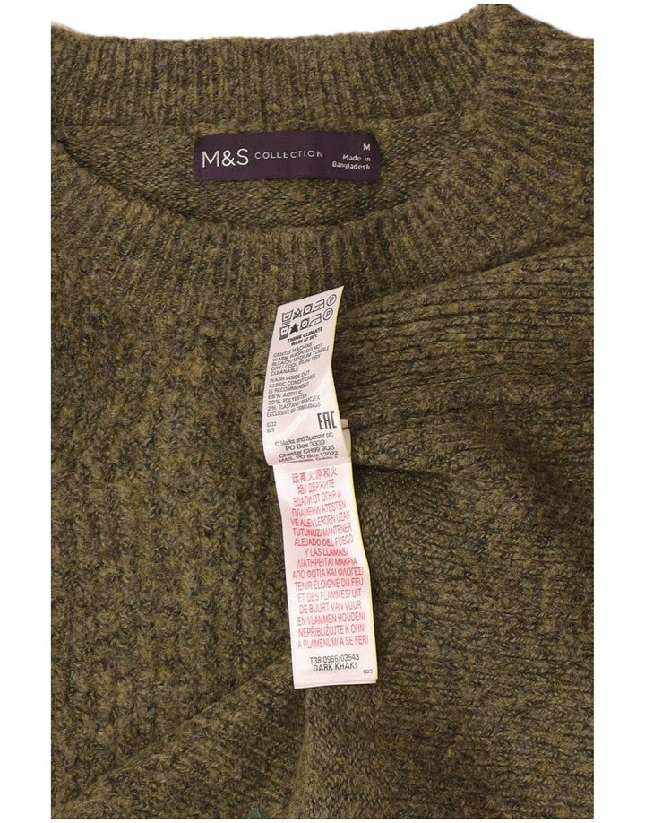 Marks & Spencer Pull à col rond pour femme UK 14 Kaki moyen moucheté