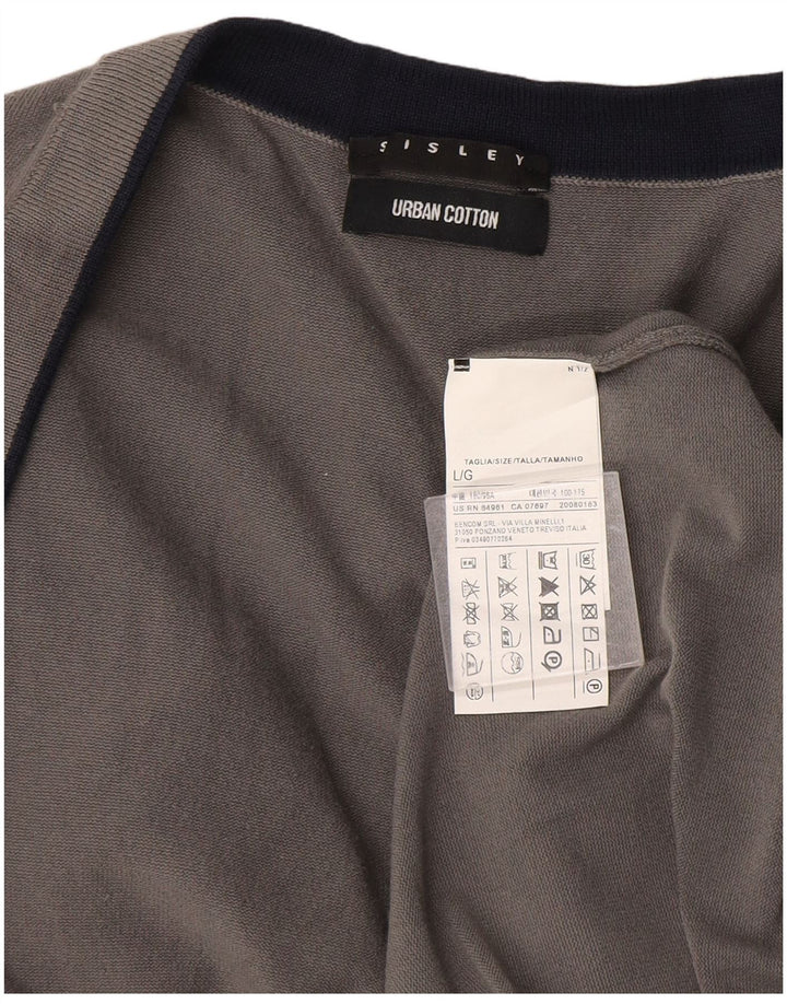 Sisley Cardigan Pull Large Gris Coton Homme