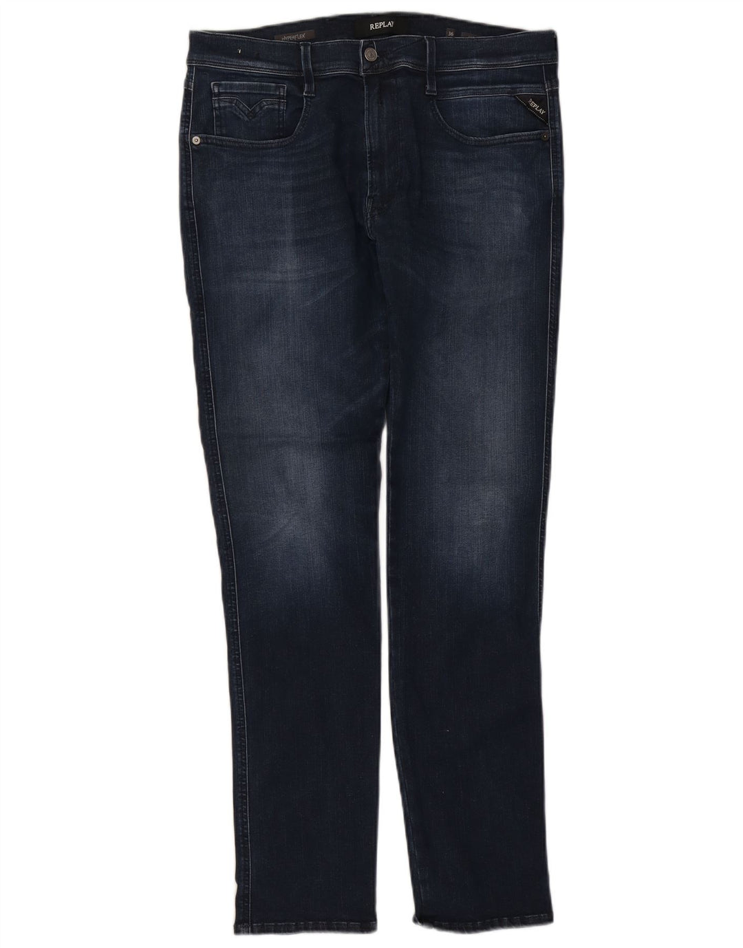 REPLAY Jean Slim Flex Femme W36 L34 Bleu Marine Coton
