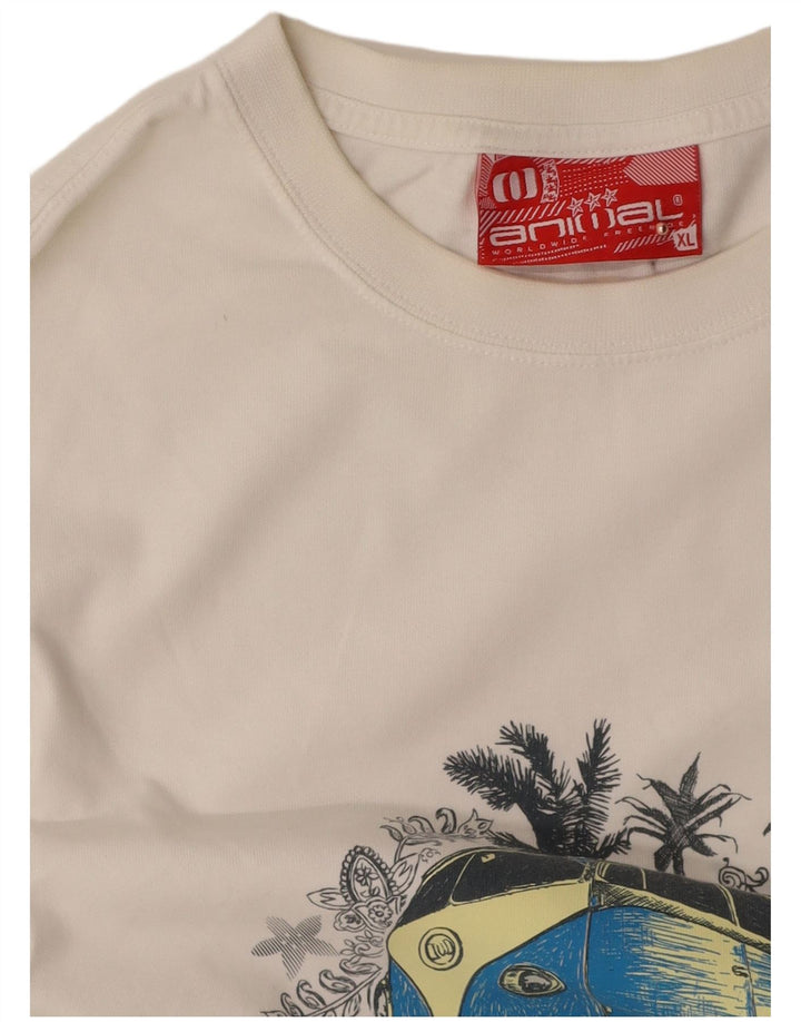 ANIMAL Mens Graphic T-Shirt Top XL White