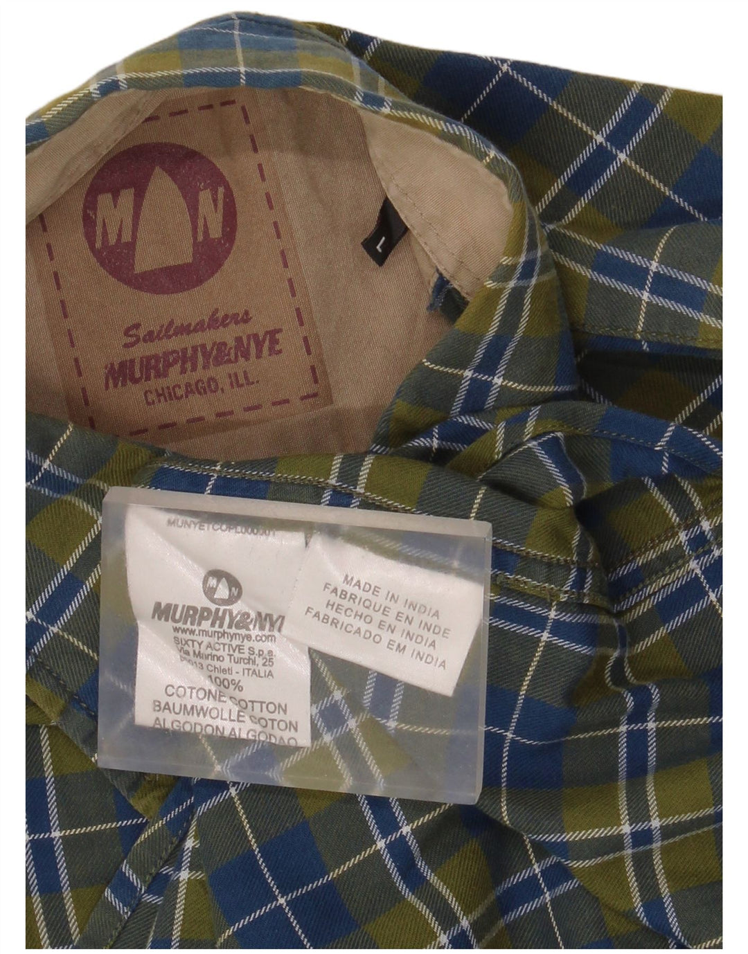 Murphy & Nye Chemise en flanelle pour hommes Sailmakers Grand coton à carreaux vert