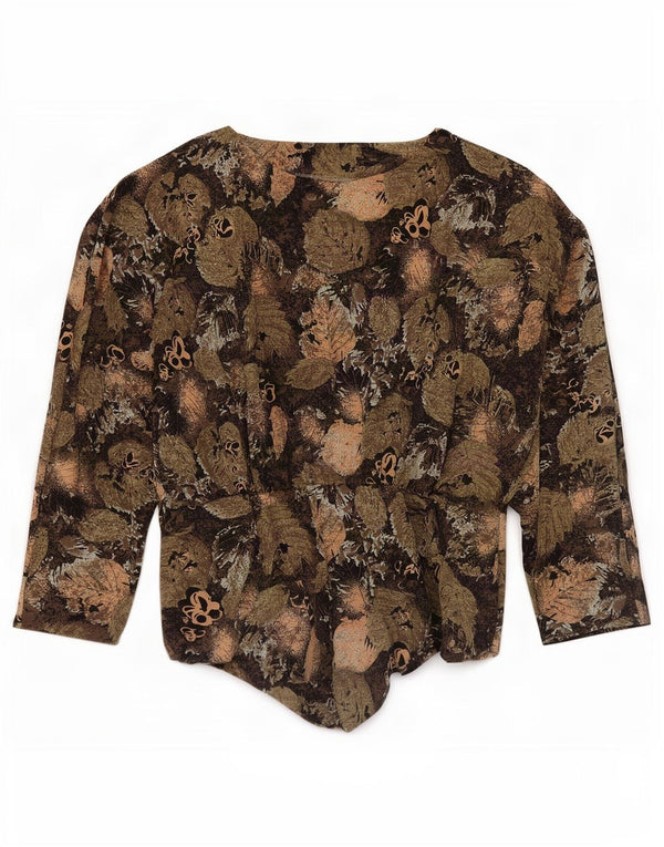 vintage Femmes Manches Longues Blouse Top UK 8 Petit Floral Multicolore