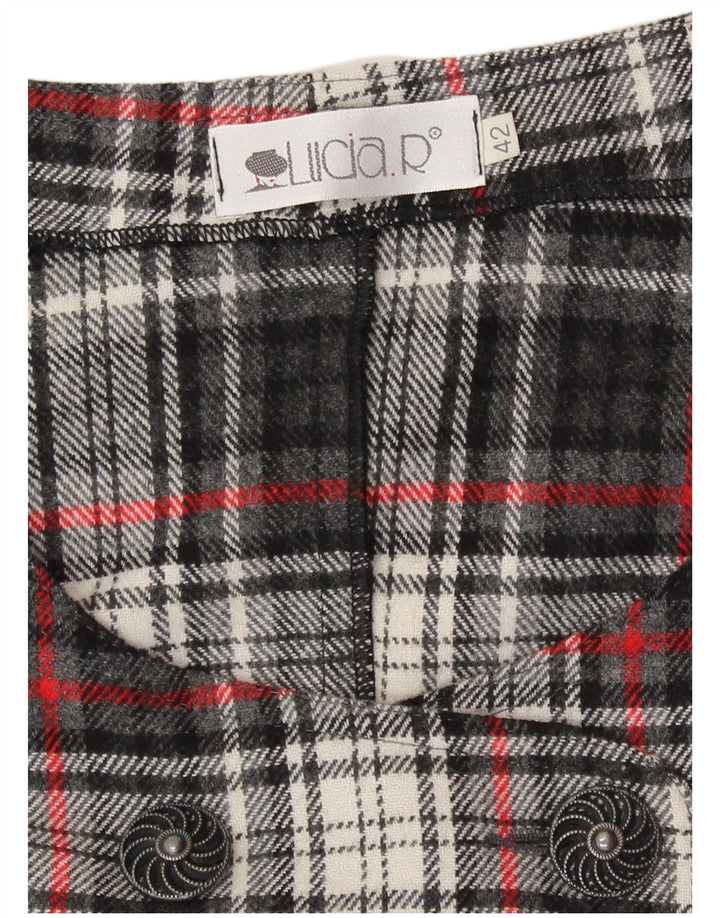 vintage Femme Coupe Régulière Robe Pinafore IT 42 Gris Moyen Plaid Rétro