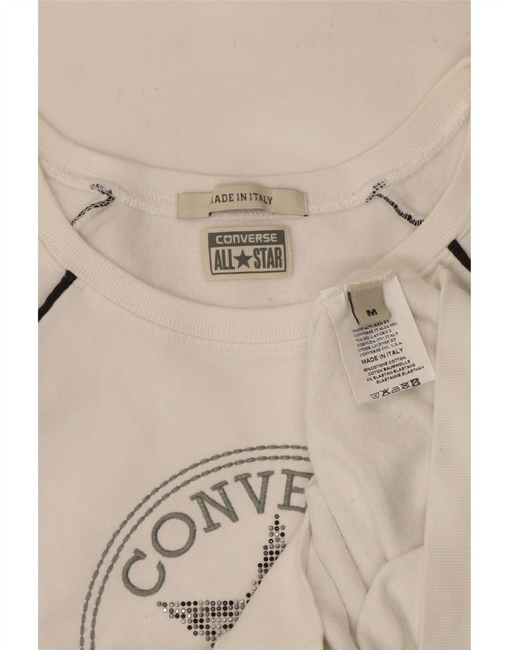 CONVERSE Sweat-shirt court Chuck Taylor pour femme UK 12 Blanc moyen