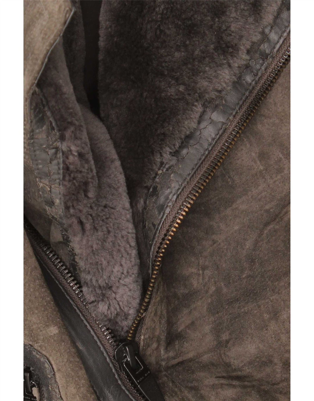 Zara Veste de motard en daim pour homme UK 40 Large Kaki