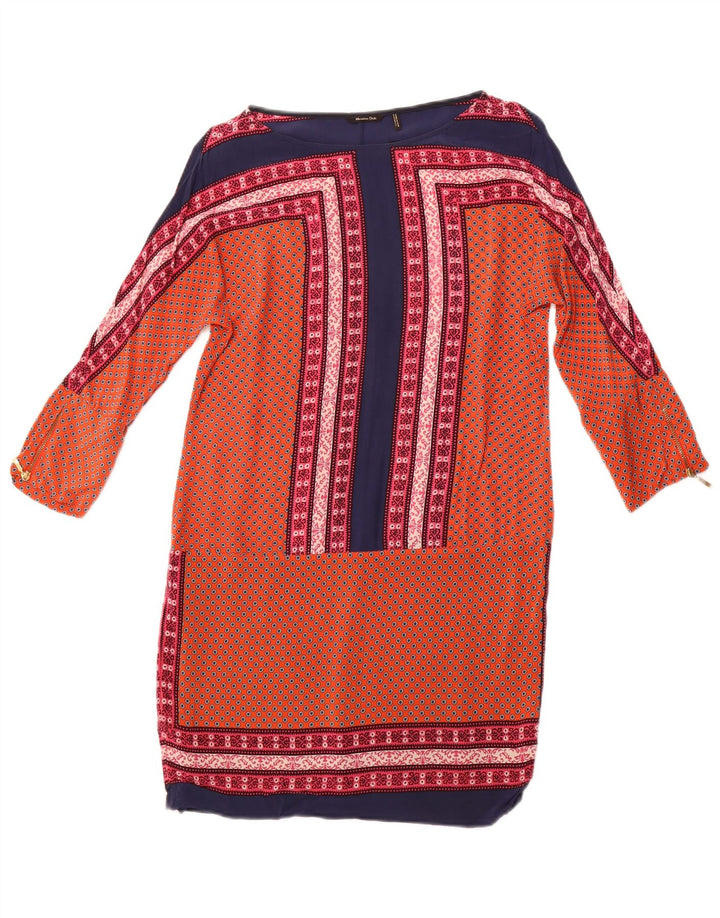 MASSIMO DUTTI Robe droite à manches 3/4 pour femme UK 12 Orange moyen floral