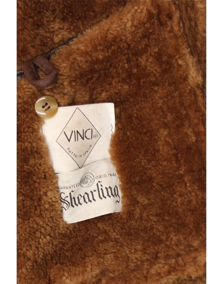 Vinci Veste en peau de mouton pour homme UK 40 Large peau de mouton marron