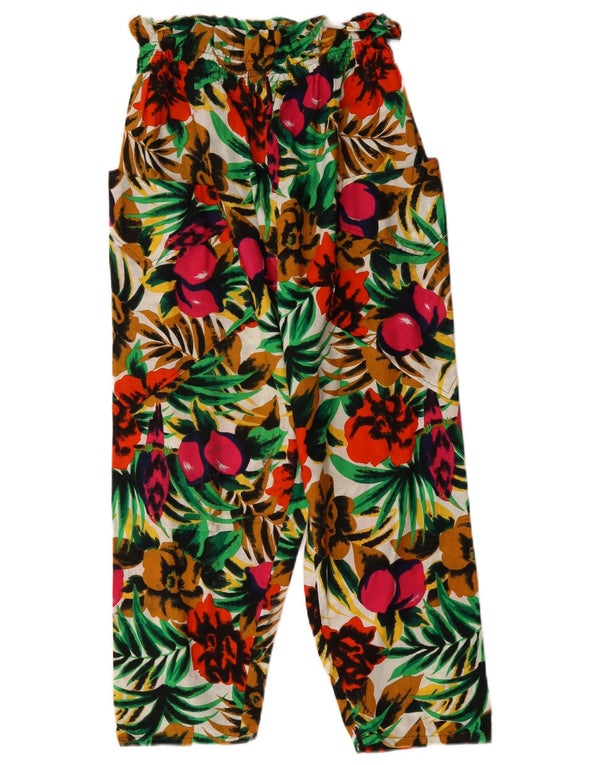 Pantalon court taille haute femme vintage W26 L23 Floral multicolore