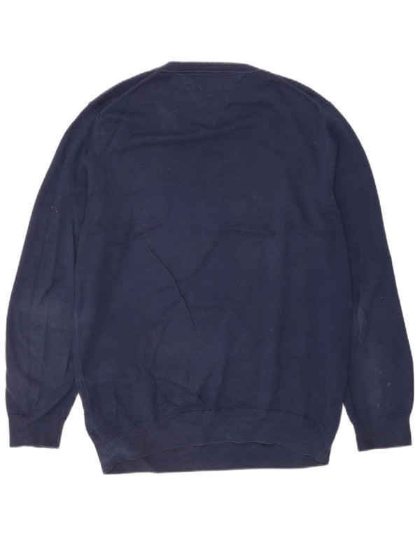 Tommy Hilfiger Pull col V pour homme en coton bleu marine Taille S