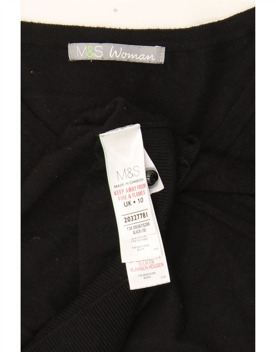 Marks & Spencer Pull Cardigan Femme UK 10 Petit Viscose Noir