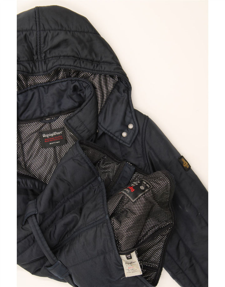 REFRIGIWEAR Womens Hooded Padded Jacket IT 46 Large Navy Blue Polyamide Vintage Refrigiwear and Second-Hand Refrigiwear from Messina Hembry 