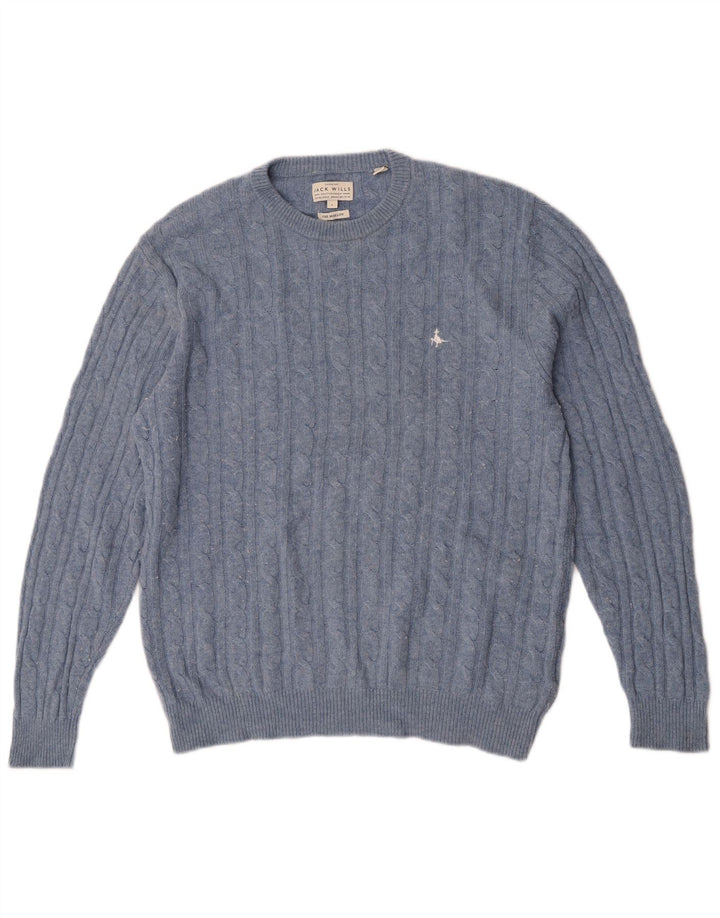 Jack Wills Pull The Marlow à col rond pour homme en laine bleue Taille L